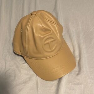 Telfar Beige Leather Cap with Logo